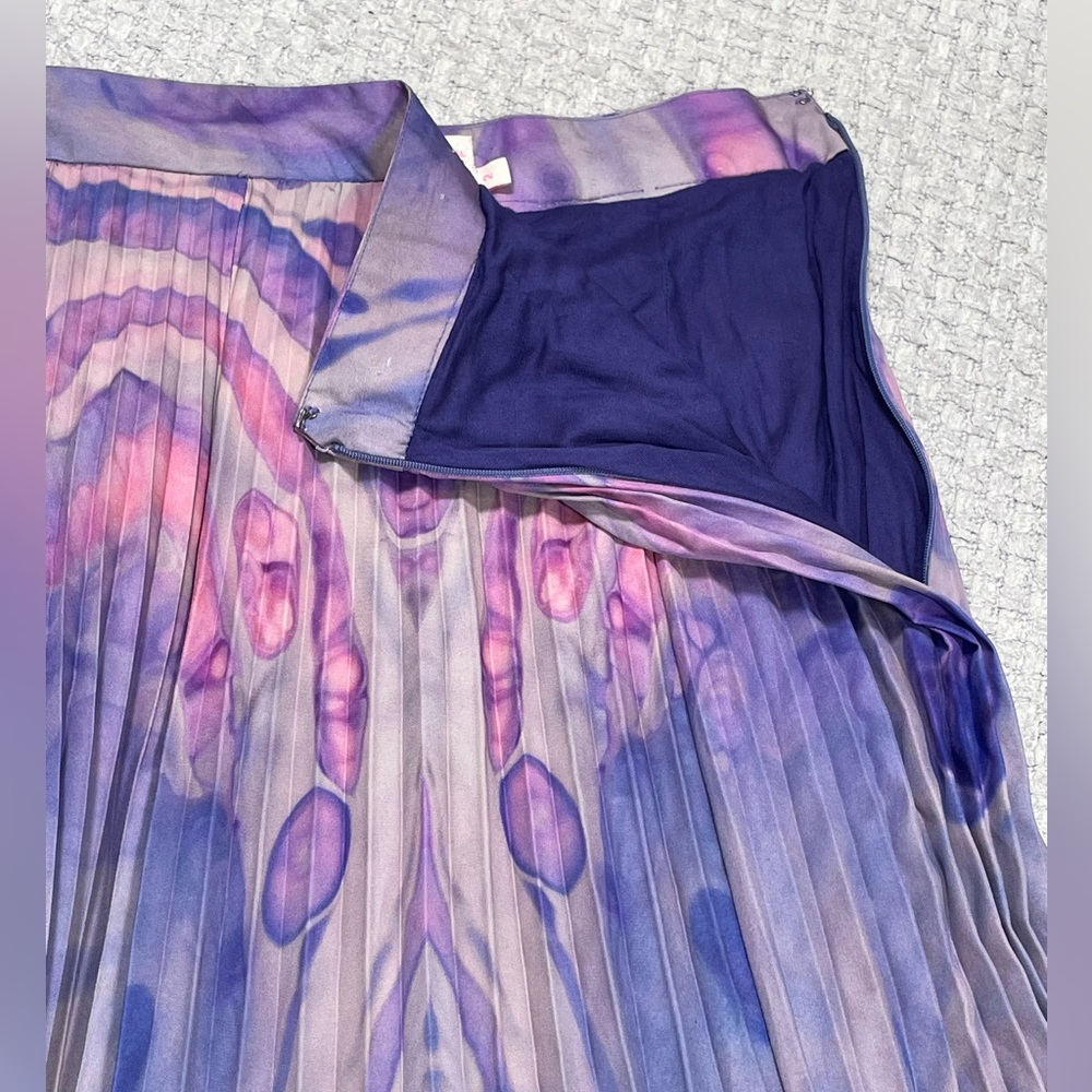 Anthropologie Purple Siddhartha Bansal Marble Dyed Pleated Maxi Skirt Size 2 - Picture 9 of 14